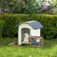 Raised Plastic Dog Kennel with Removable Floor – Grey, 71cm