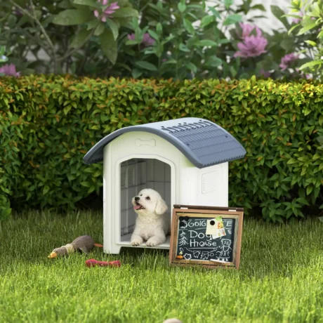 Raised Plastic Dog Kennel with Removable Floor &ndash; Grey, 71cm &ndash; detail 2