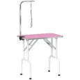 Folding Dog Grooming Table with Adjustable Arm – Pink, 81cm