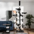 Floor-to-Ceiling Cat Tree with Hammocks and Tunnel – White, 240–260cm