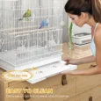 White Bird Cage with Perches, Feeders and Swing – 59cm