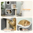 Compact Cat Tower with Two Dens and Top Bed – Grey, 75cm