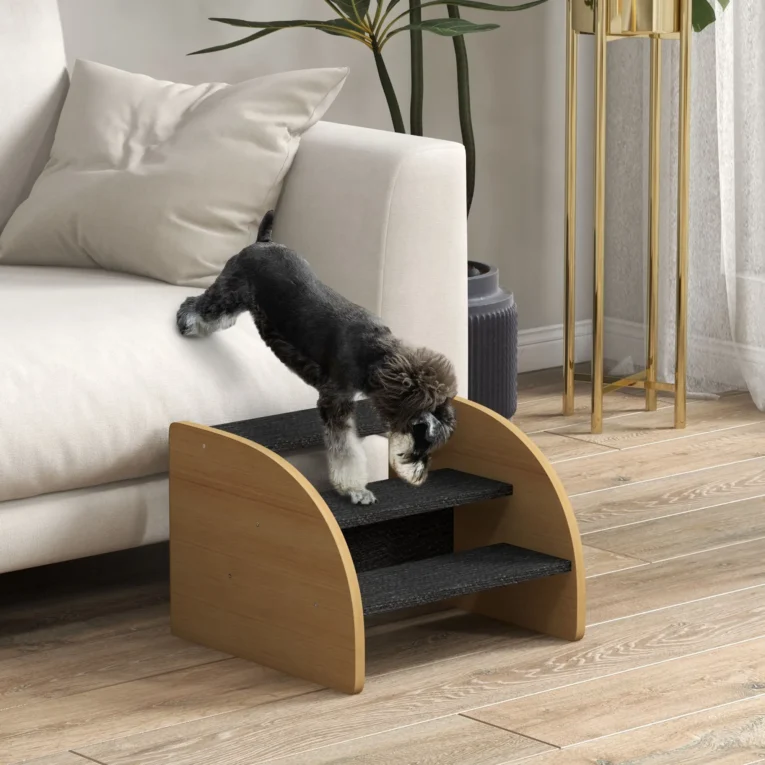 Three-Step Pet Stairs with Side Panels – Oak Tone, 30cm