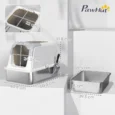 XL Enclosed Steel Cat Litter Box with Top Exit – White, 60cm