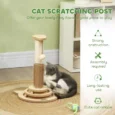 Cat Scratching Post with Grooming Brush and Ball Tracks – Oak, 49cm