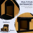 Wooden Cat House Water-Resistant Roof – Yellow, Black