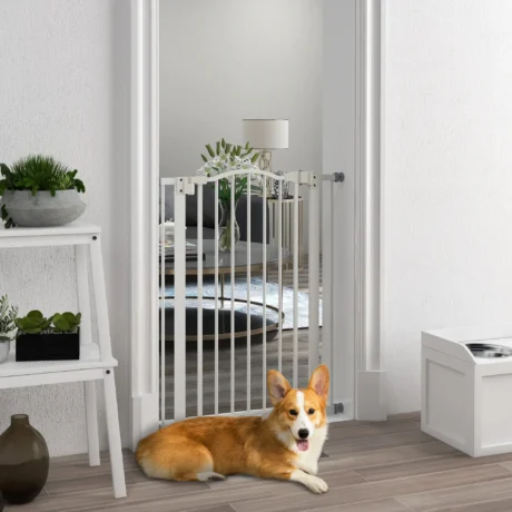 Tall Auto-Closing Dog Gate – White, 74–80cm