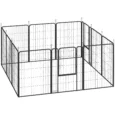 Twelve-Panel Steel Dog Playpen with Two Gates – Black, 100cm High