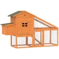 Wooden Hen House with Nesting Box and Attached Run – Orange