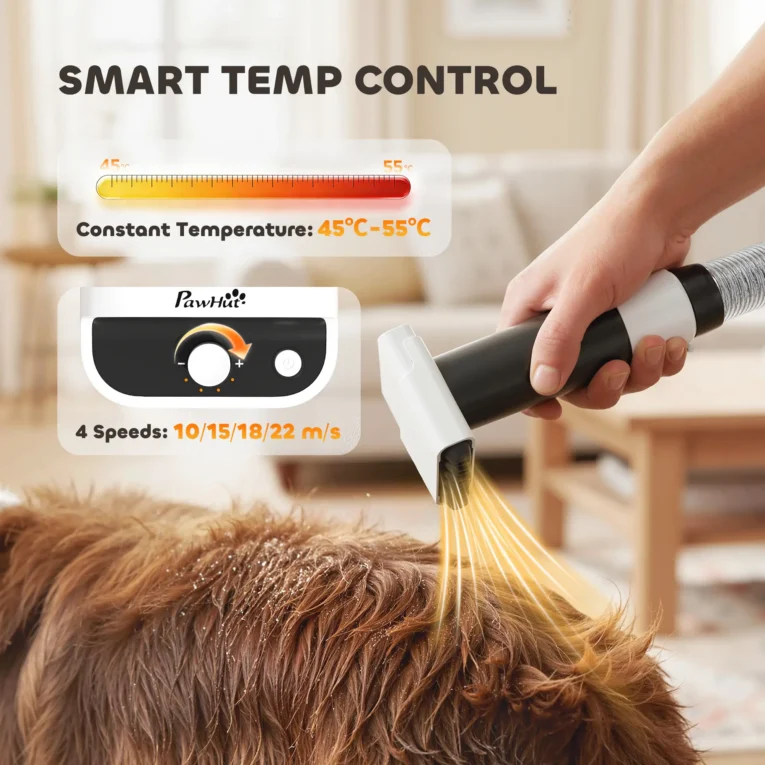 Five-in-One Pet Grooming Vacuum and Dryer – White, 1.8L Five-in-One Pet Grooming Vacuum and Dryer – White, 1.8L