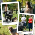 Dog Pram 3-Wheel Stroller for Small Dogs – Grey and black