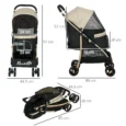Folding Small-Pet Stroller with Rain Cover – Khaki, 15kg