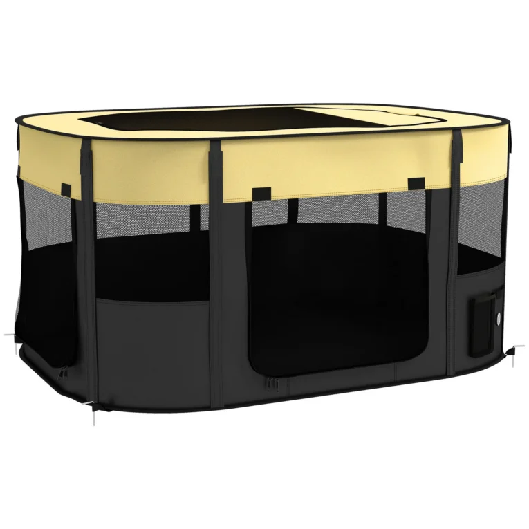 Foldable Dog Pen Portable Indoor/Outdoor – Yellow and Black