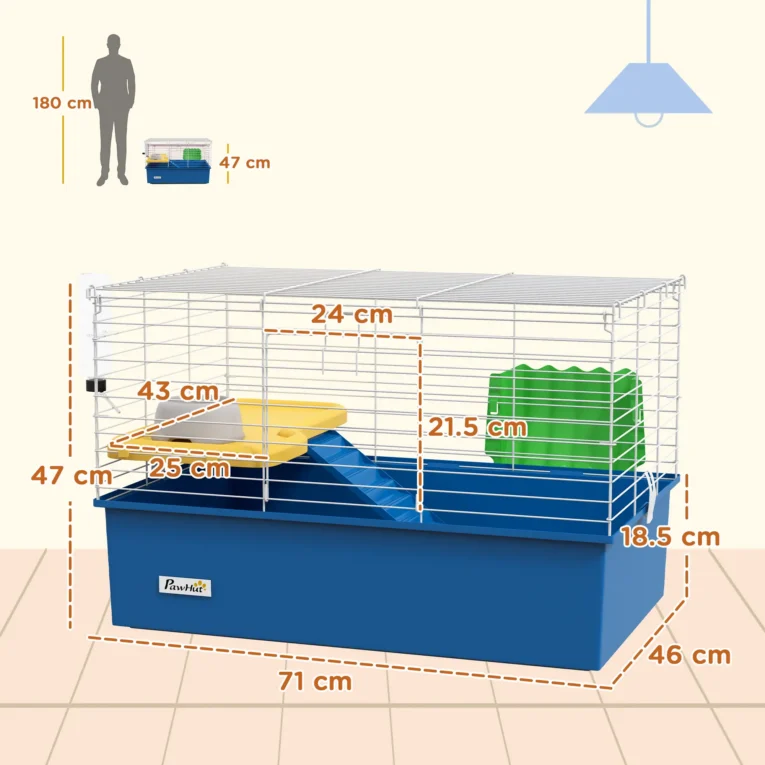 Small-Pet Habitat with Platform 71x46cm – Blue, White