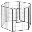 Six-Panel Steel Dog Playpen with Gate – Black, 100 × 68cm Panels