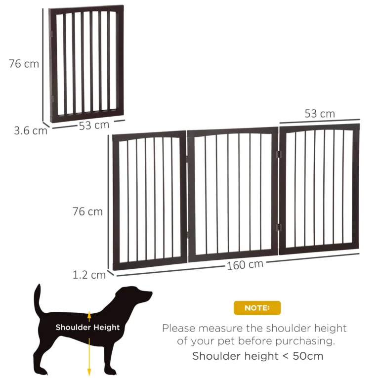 Three-Panel Folding Pet Barrier – Dark Brown, 76cm