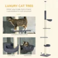 Adjustable Ceiling Cat Tree with Bed and Hammock – Dark Grey, 240–270cm