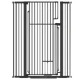 135cm Tall Steel Dog Gate with Cat Door and Extensions – Black