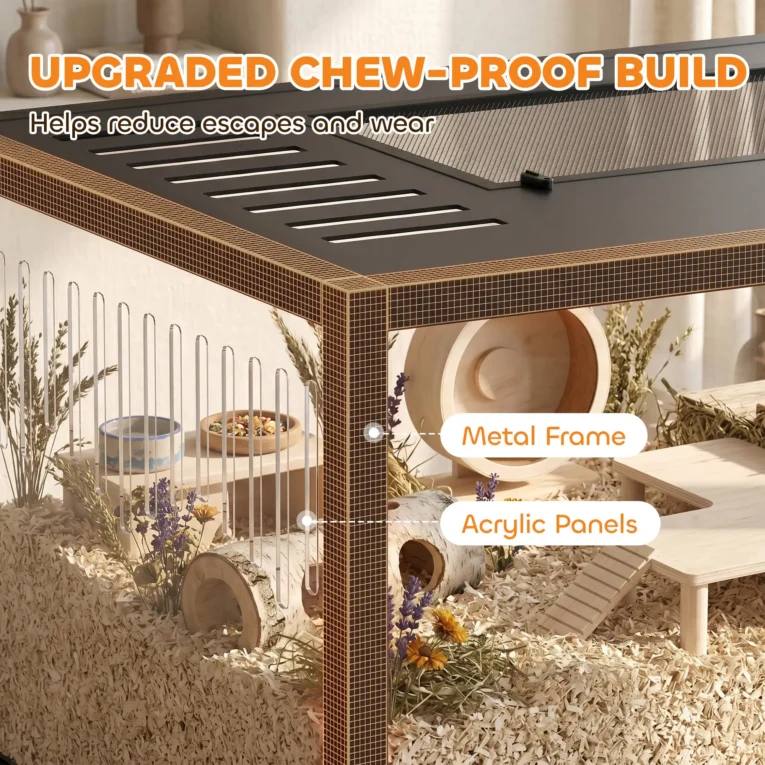 Metal Hamster Habitat with Clear Panels and Opening Top – 100cm
