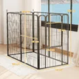 Six-Panel Steel Dog Playpen with Gate – Black, 100 × 68cm Panels