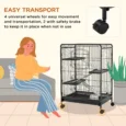 Four-Level Small Animal Cage with Wheels and Removable Tray – Black