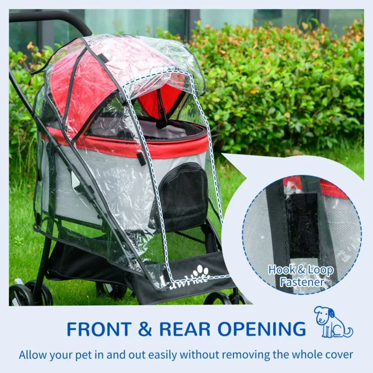 Clear Pet Stroller Rain Cover with Front and Rear Access Clear Pet Stroller Rain Cover with Front and Rear Access