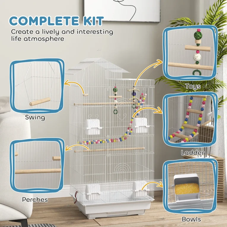 Bird Cage 46L x 36W x 100H cm – White