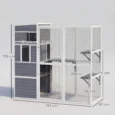 Wooden Outdoor Catio with Sheltered Rooms – Grey, 191cm