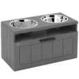 Raised Double Dog Feeding Station with Drawer – Grey, 2L Bowls