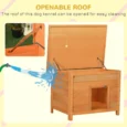Raised Wooden Dog Kennel with Opening Roof – Yellow and Green, 82cm
