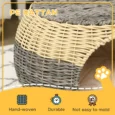 Round Rattan-Effect Cat Cave with Cushion – Beige, 40cm