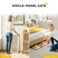 Portable Freestanding Dog Gate – Natural Wood, 75 × 53cm
