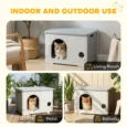 Stackable Plastic Cat House with Removable Cushion – Grey, 53.5cm