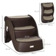 Folding Three-Step Pet Stairs – Brown, 38cm