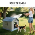 Plastic Outdoor Dog Kennel with Ventilation – Grey and Blue, 85cm