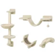 Four-Piece Cat Wall Climbing Set with Hammock – Beige