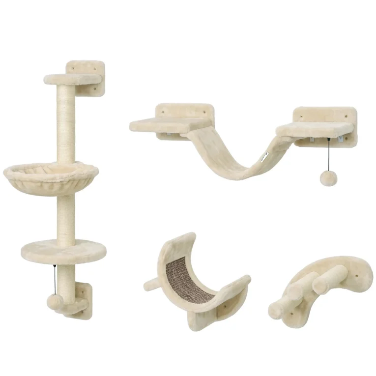 Four-Piece Cat Wall Climbing Set with Hammock – Beige Four-Piece Cat Wall Climbing Set with Hammock – Beige
