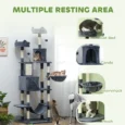 Multi-Level Cat Tower with Dens and Scratching Board – Dark Grey, 206cm