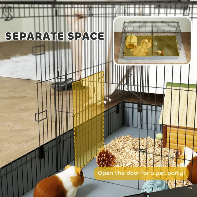 Two-Zone Small-Animal Cage with Fabric Base – Black, 121cm