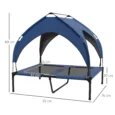 Raised Dog Bed with Canopy – Dark Blue, 91 × 76cm