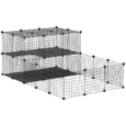 Modular Small-Pet Panel Playpen with Ladder – Black