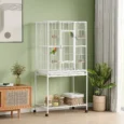 Large Bird Cage with Stand and Shelf 81x48x162.5cm – White