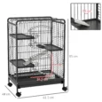 Four-Level Small Animal Cage with Wheels and Removable Tray – Black