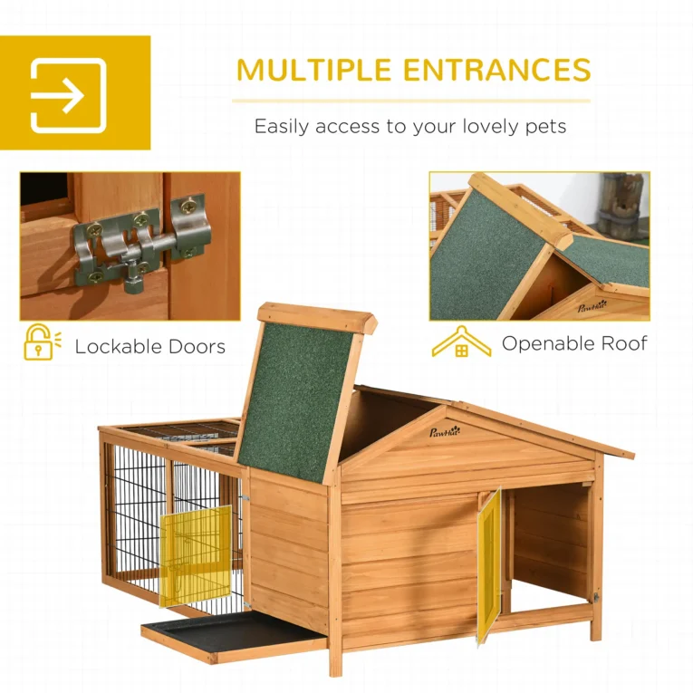 Wooden Rabbit Hutch Pet House 146x95cm – Golden Red