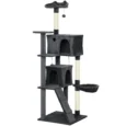 Tall Cat Tower with Two Dens and Hammock – Dark Grey, 180cm