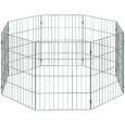 Eight-Panel Folding Dog Playpen with Ground Stakes – Green, 60cm