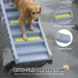 Folding Dog Car Ramp with Ten Stepped Treads – Grey, 154cm