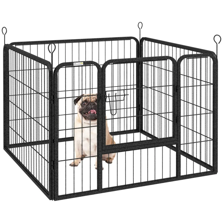 Four-Panel Metal Pet Playpen – Grey, 82cm