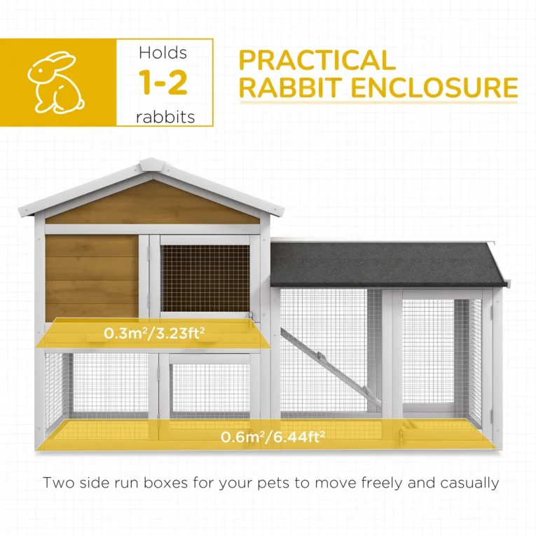 Rabbit Resting Hutch with Lower Run – Yellow