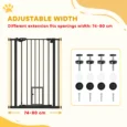 Extra-Tall Pet Gate with Cat Door – Black, 74–80cm